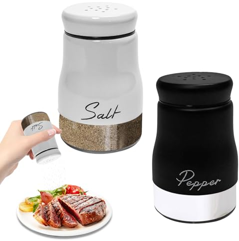 DECARETA 2 Set 2 Pezzi Sale e Pepe in Vetro da 120 ml, Contenitore Saliera e Pepiera, Dispenser Saliera e Pepiera in Acciaio Inossidabile e Vetro Salino da Tavola per Cucina, Barbecue, Ristorante