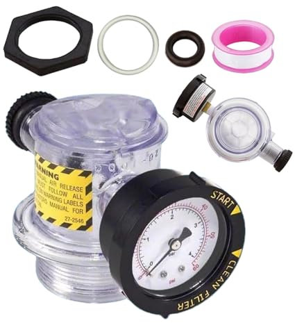 SENZZ Válvula de alivio de aire para filtro de piscina, piezas de repuesto de spa con manómetro - Válvula de alivio de aire de alto flujo, montaje manual de válvula de alivio de aire