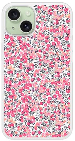 1001coques : Coque en Silicone renforcé imprimée Compatible iPhone 15 - Design Liberty Wiltshire Rose, Imprimé en France, Étui en Silicone Rigide, Housse de Protection.