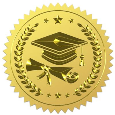 WADORN 100 pz Adesivi In Lamina D'Oro per Cappelli Da Laureato, 5cm Cappello Da Laurea Buste Dorate Sigilli Decalcomania di Laurea Etichette Autoadesive In Rilievo per Diplomi Certificati Premi