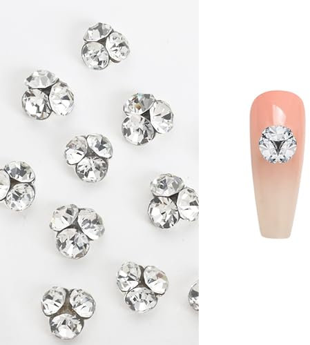 Nails Art - Uñas de cristal transparente con diamantes de imitación blancos, suministros de decoración para uñas acrílicas