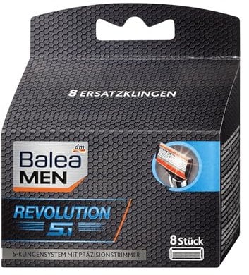 Balea Rasierklingen MEN Revolution 5.1, 8 Stk. Ersatzklingen für Herren mit sensibler Haut, Schwarz