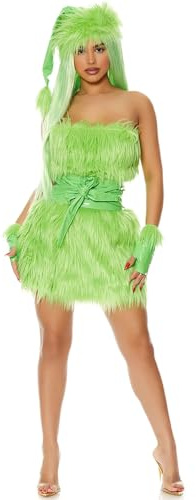 Cexiakong Costume da ladro di Natale mostro con pelliccia verde, per Halloween, perfetto per feste in costume e Windskid Grinch Carnevale verde peloso mostro Grinch vestito sexy di Natale