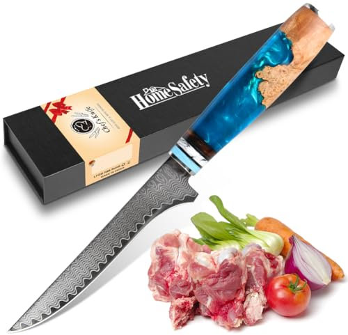 Damascus Fillet Knife, Professional Damascus Boning Knife I 14.5 cm Blade Made of 67 Layers of VG-10 Damascus Steel,Fish Knife for Home, Resturarant, Gift Box
