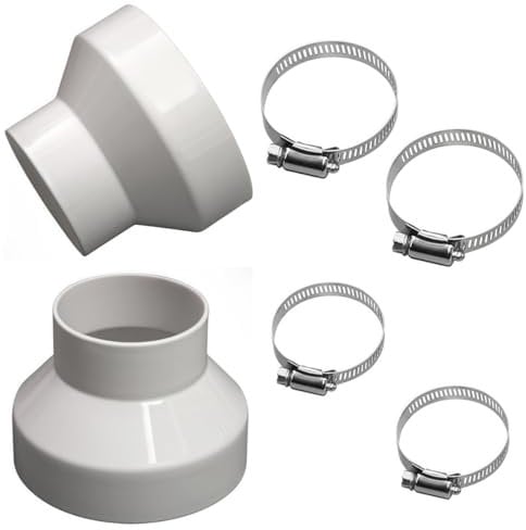 2 Pezzi Adattatore da Tubo per Flessibile Cappa Aspirante Cucina, Adattatore per Tubo 100 mm a 75 mm, Riduttore per Tubi di Ventilazione e Riduzioni di Diametro.