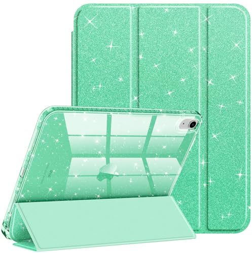 Fintie Glitzer Hülle für iPad A16 11./10. Generation (2025/2022, 11/10.9) | Transparente Glitzer-Schutzhülle mit Stifthalter, Stoßfest Glänzender Rückseite & Auto Sleep/Wake, Grün