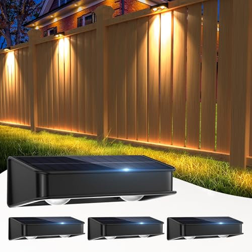 nibuuecer Solar Fence Lights 9 Colors & 11 Lighting Modes Solar Fence Light Outdoor Waterproof IP65 Super Bright Solar Lights for Outdoor Wall,Garden,Deck,Patio,Party,Pathway,Fence (4Pack)