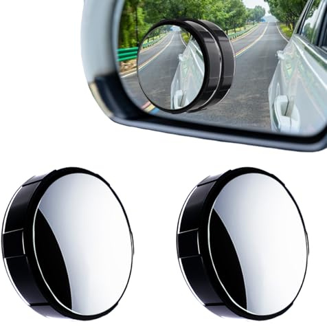 2 Stück Toter Winkel Spiegel Auto, Konvexer Blindspot-Assistent aus HD-Glas, Runder 360 Grad Spiegel mit Rahmen, mit Verstellbarem Weitwinkel-Saugnapf, für Limousine, Geländewagen (Schwarz)