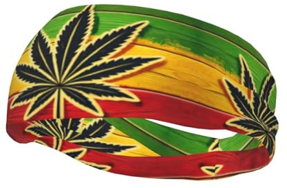 Herren-Stirnband, Schweißband, Rasta-Flagge, Marihuana-Blatt, Sport-Haarband für Laufen, Basketball, Fitness
