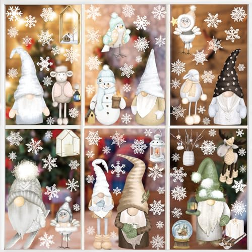 Weihnachten Fensterbilder Selbstklebend, SILARLAIT Aquarell Fenstersticker Weihnachten Statisch & Doppelseitige & Wiederverwendbare, Weihnachten Fensteraufkleber Fensterdeko Weihnachtendeko