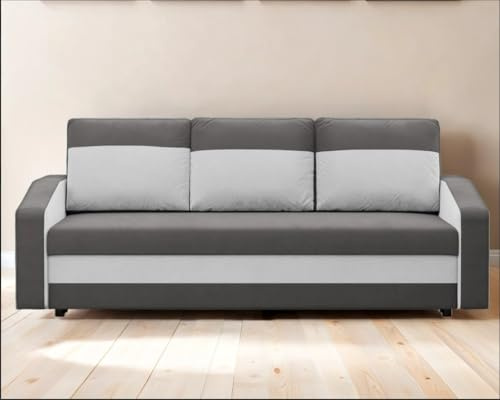 Agritrade AK Orion Sofa Bed – Modern Convertible Couch with Optional Corner Section & Storage – Multiple Colours (Dark Grey Cream, Standard Sofa)
