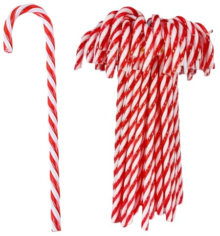 12 Pieces Christmas Candy Cane Decoration Twisted Plastic Candy Cane Red and White Candy Cane Christmas Tree Hanging Ornament Candy Cane Tree Decoration