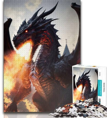 Puzzle 1000 Teile für Teenager-Geschenke Fury Dragon Draconus Puzzles für Erwachsene Lernspielzeug für die ganze Familie einzigartige Geburtstags- und Geschenkideen 75x50cm