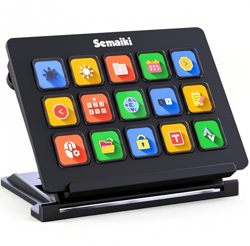 Semaiki Teclado macro Stream Controller con 15 teclas macro LCD personalizables, activa acciones en aplicaciones y software como OBS, Twitch, Streamlabs, Discord, Mac y Windows