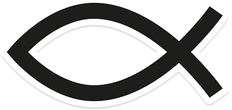 Ichthys Fisch Aufkleber Auto 9 x 4,5 cm - Premium Folie mit kontraststarker Umrandung - Christlicher Fischaufkleber wetterfest - Schwarz Regenbogen Weinrot Weiß Babyblau (Schwarz)