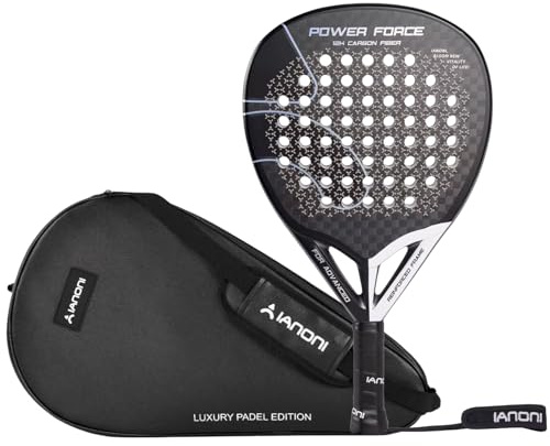 Ianoni Racchetta da padel in fibra di carbonio 12K con superficie 3D con schiuma EVA Memory Flex Core-Power Force