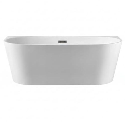 Balneo Baignoire îlot 276 L - Baignoire adossée au mur design moderne avec bonde Click-Clack noire - Bain îlot contre mur 170 x 80 cm, Acrylique 3,5 mm pour meilleure rétention de chaleur