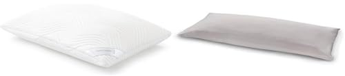 TEMPUR Kissen Set - Comfort Air Kopfkissen Liegegefühl mittelfest mit Jersey-Kissenbezug (Platin)