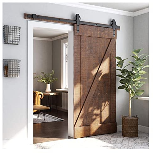 Porta scorrevole stile fienile, Sliding Barn Door Hardware Kit Binario Industrial Barn Porta in legno Interno Armadio Armadio Cucina Porta da cucina Kit Pista Pista Hardware(200cm)