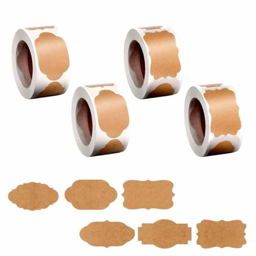 1200 Pièces 5 cm x 3 cm Étiquettes Vintage en Papier Kraft Auto-adhésif | Étiquettes Autocollantes Bocaux en Papier Kraft Vintage Étiquettes Adhésives Kraft pour Bouteilles Confiture Cadeaux