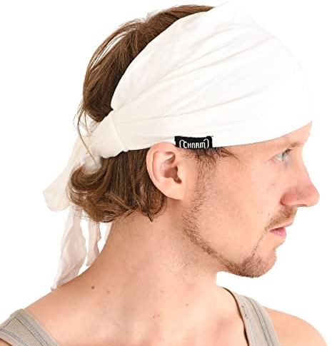 Stirnband Herren Bandana Kopftuch, Haarband Damen Wickeln Lange Dekorative Bänder, Schweißbänder Japanische Mode, Zubehör Für Pirat Ninja Weiß