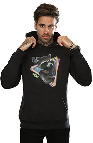 Marvel Men's Guardians of The Galaxy Neon Rocket Hoodie Small Black
