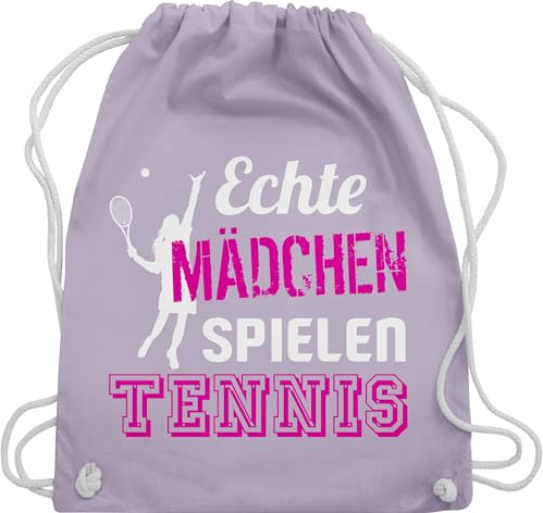 Shirtracer Turnbeutel Rucksack - Tennisspieler Geschenk - Echte Mädchen spielen Tennis - Unisize - Pastell Lila - geschenke kinder tennisrucksäcke tennisfans frauen juterucksäcke tennistaschen