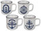 Maritim Kaffeetassen weiß mit nostalgischem Leuchtturm-, Anker-, Kompass-Motiv im 4er-Set, Maße: Ø 7,5 cm, Höhe 8,5 cm; Material: Porzellan, spülmaschinenfest, mikrowellengeeignet. Vintage-Design