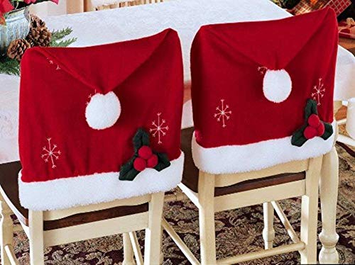 DIVISTAR Stuhlhussen für Weihnachten, 2 Stück, Weihnachtsmann-Mütze, Stuhlbezüge