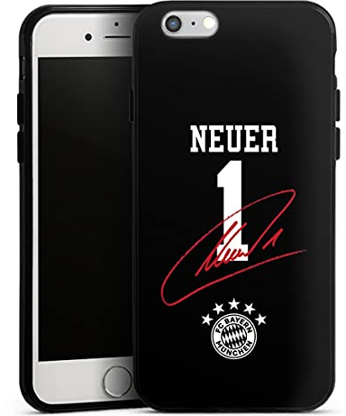 Silikon Hülle kompatibel mit Apple iPhone 6 Case schwarz Handyhülle FC Bayern München FCB Manuel Neuer