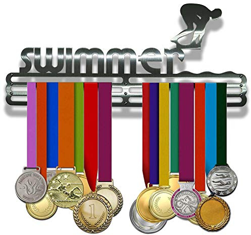 NITTEB Porta Medaglie Nuoto Swimming da Parete | Medaglie Bambini – Accessori Piscina | Medal Display Medagliere – Muro | Appendiabiti per Medaglia