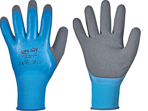 Optiflex HandschuhMan. Vollbeschichtete Arbeitshandschuhe Aqua Guard, wasserdicht lebensmittelgeeignet. Gr. 7-11 (7/S)