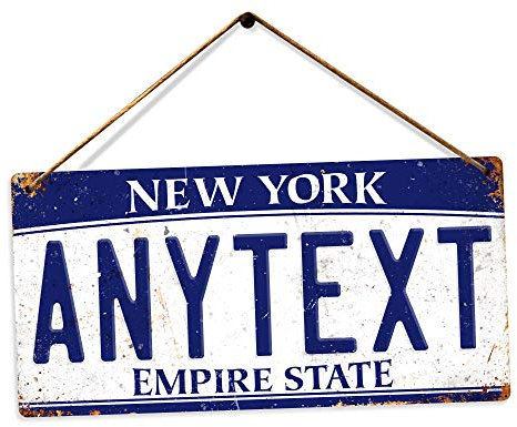 Personalised American Number Plates - Custom New York - Empire State – Holes and Twine | Printed Metal Wall Sign Plaque Show Plate