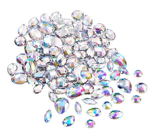 Anyasen Glitzersteine zum aufnähen 200pcs AB Klar Edelsteine Glitzersteine Strass Acrylsteine Strasssteine Künstliche Kristall Edelsteine für Schmuck Hochzeit Kleid DIY Handwerk Dekorationen(AB Klar)