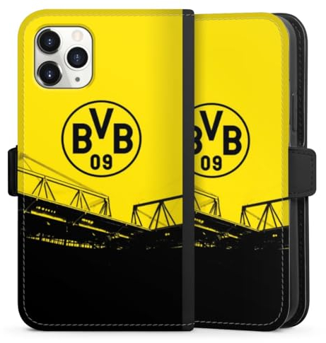 DeinDesign Klapphülle kompatibel mit Apple iPhone 11 Pro Handyhülle aus Kunst Leder schwarz Flip Case Borussia Dortmund BVB Fanartikel