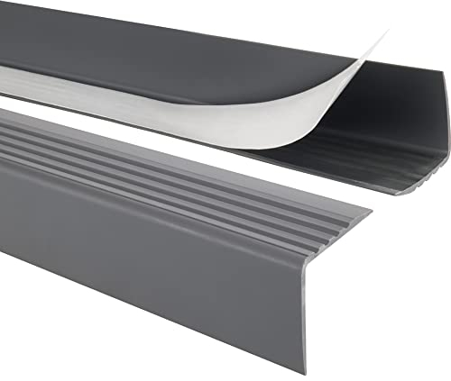 Quest Nez de marche autocollant 50 x 42 mm en PVC, profilé antidérapant pour escalier, RGP - gris foncé, 100cm