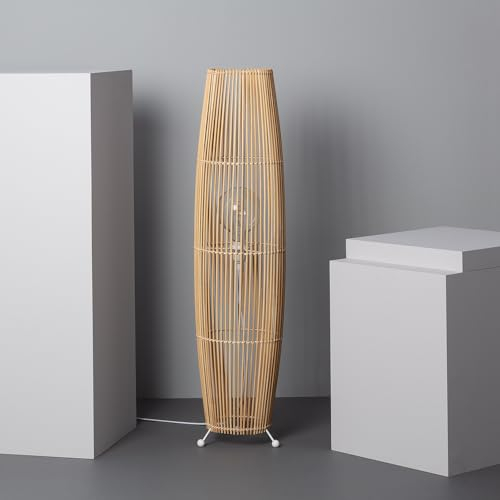 LEDKIA LIGHTING - Lampadaire Bambou Komu | Design Moderne & Adaptable | Ampoule E27 Non Incluse | Idéal pour Salon, Chambre, Cuisine | IP20 Intérieur, Naturel, Bambou