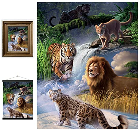 3D LiveLife Linsenförmige Wandkunst Drucke - Katzen Expedition von Deluxebase. Ungerahmtes 3D Wildtier Poster. Perfekter Wandfüller. Original kunstwerk lizenziert von bekannt künstler, Jerry LoFaro