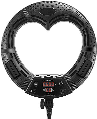 Digitaler Bildschirm LED Ringleuchte Licht Set:96W Schwarz Digitalanzeige Dimmbar Herzförmiges LED-Ringlicht mit Infrarot-Fernbedienung für YouTube Vine Self-Porträt der Videoaufnahme