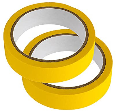 2 Rollen Abdeckband, 20 m Länge, strukturiertes Papierband, beschreibbares Malerband, Klebeband zum Malen, Basteln, Dekoration (36 mm, gelb)