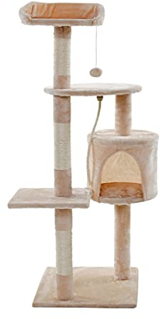 ESTEXO Katzenkratzbaum Kratzbaum Katzenbaum 112 cm Spielbaum XL Kletterbaum für Katzen Kratzmöbel Spielmöbel Beige