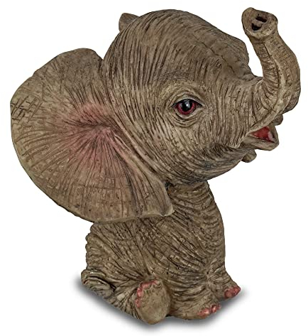 Objectz Kleiner Elefant Wackelkopf Figur Wackelfigur - Babyelefant mit beweglichem Kopf - Afrika Deko Tischdeko oder für Auto - 9 cm Höhe