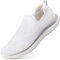 HKR Damen Sneaker Atmungsaktiv Turnschuhe Sportschuhe Leichte Walkingschuhe Halbschuhe Gesundheitsschuhe Slip on Schuhe Sommer Weiss 42 EU