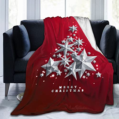 FANSU 3D Drucken Flauschige Kuscheldecke Warm Komfortabel Decke, Weich Wohndecke Flanell Überwurf Fleecedecke als Sofaüberwurf, Tagesdecke, Wohnzimmerdecke (Rote Sterne,130x150cm)