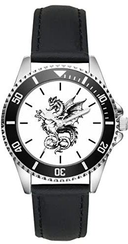 KIESENBERG Herrenuhr Drachen Fan Armbanduhr Geschenk Analog Quartz Lederarmband Uhr L-21148