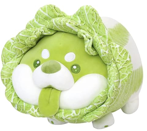 Veggie Dog Plüschtier, 40 cm, Shiba Inu Plüschtier, weiches und Flauschiges Plüschtier, Kuschelkissen – Geschenk für alle Altersgruppen und Anlässe