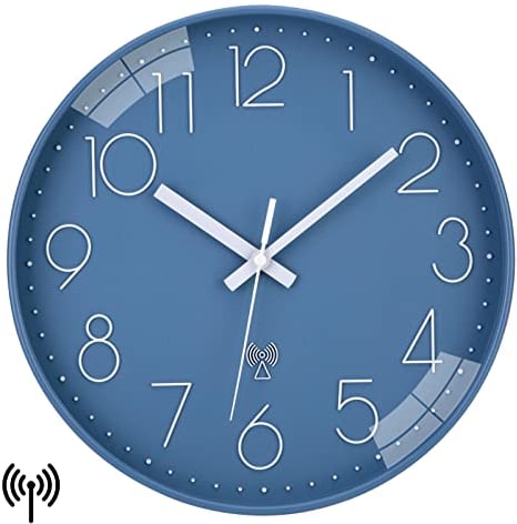 VIVILINEN Reloj de Pared Controlado por Radiofrecuencia Mecanismo Silencioso, Actualización Automática de la Hora, Decoración para Cocina, Salon, Oficina, Dormitorio, 30cm