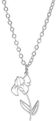 kkjoy Edelstahl Geburtsmonat Blume Halskette 12 Monate Geburtstag Blume Anhänger Halskette Beste Freund Halskette Schmuck für Frauen Mädchen