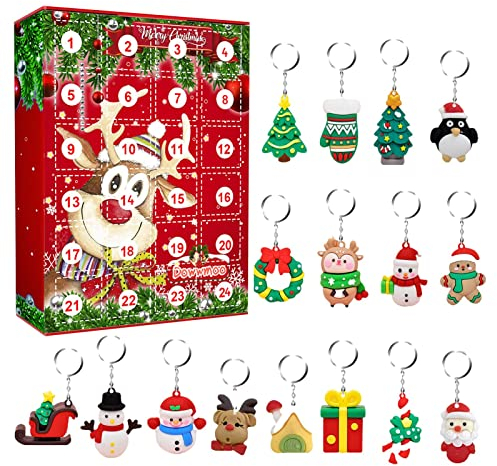 5 Pcs Weihnachtskalender Schlüsselanhänger - 24 Tage zählen zu den Weihnachtskalendern,Weihnachts-Motivanhänger für Kinder bevorzugen die Versorgung Events