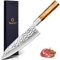 Sunnecko Coltello da Cucina Professionale, Coltello da Chef 20 cm in Acciaio Inossidabile Ad Alto Tenore di Carbonio, Manico in Legno d'ulivo